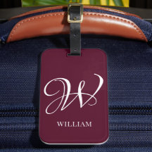 Initiaal gepersonaliseerd Elegant Bourgogne Monogr