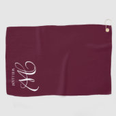 Initiaal gepersonaliseerd Elegant Bourgogne Monogr Golfhanddoek (Horizontaal)