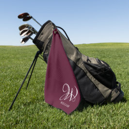 Initiaal gepersonaliseerd Elegant Bourgogne Monogr Golfhanddoek