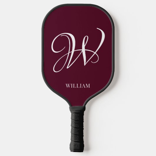 Initiaal gepersonaliseerd Elegant Bourgogne Monogr Pickleball Paddle (Achterkant)