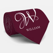 Initiaal gepersonaliseerd Elegant Bourgogne Monogr Stropdas (Opgerold)