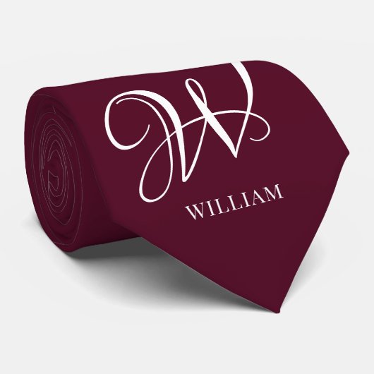 Initiaal gepersonaliseerd Elegant Bourgogne Monogr Stropdas (Opgerold)