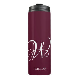 Initiaal gepersonaliseerd Elegant Bourgogne Monogr Thermosbeker