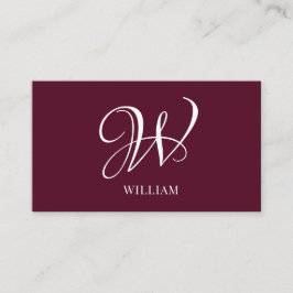 Initiaal gepersonaliseerd Elegant Bourgogne Monogr Visitekaartje