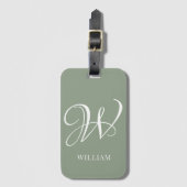 Initiaal gepersonaliseerd Elegant Emerald Monogram Bagagelabel (Voorkant (verticaal))