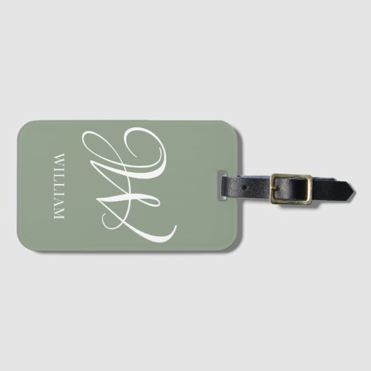 Initiaal gepersonaliseerd Elegant Emerald Monogram Bagagelabel (Voorkant (horizontaal))