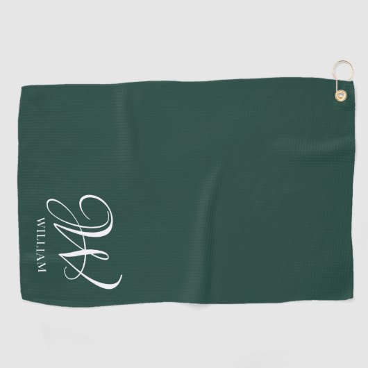 Initiaal gepersonaliseerd Elegant Emerald Monogram Golfhanddoek (Horizontaal)