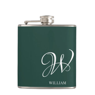 Initiaal gepersonaliseerd Elegant Emerald Monogram Heupfles