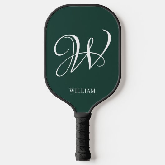 Initiaal gepersonaliseerd Elegant Emerald Monogram Pickleball Paddle (Voorkant)