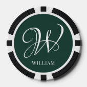 Initiaal gepersonaliseerd Elegant Emerald Monogram Poker Chips (Voorkant)
