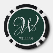 Initiaal gepersonaliseerd Elegant Emerald Monogram Poker Chips (Achterkant)