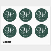 Initiaal gepersonaliseerd Elegant Emerald Monogram Ronde Sticker (Vel)
