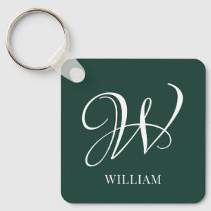 Initiaal gepersonaliseerd Elegant Emerald Monogram Sleutelhanger