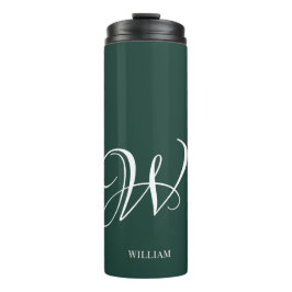 Initiaal gepersonaliseerd Elegant Emerald Monogram Thermosbeker