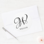 Initiaal gepersonaliseerd elegant wit monogram ronde sticker (Envelop)