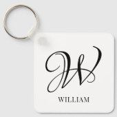 Initiaal gepersonaliseerd elegant wit monogram sleutelhanger (Voorkant)