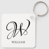 Initiaal gepersonaliseerd elegant wit monogram sleutelhanger (Achterkant)