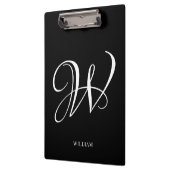 Initiaal gepersonaliseerd Elegant Zwart Monogram Klembord (Links)