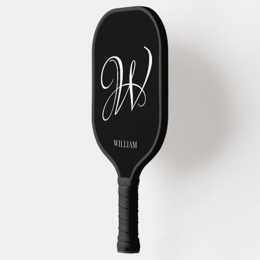 Initiaal gepersonaliseerd Elegant Zwart Monogram Pickleball Paddle (Links)