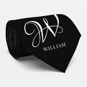 Initiaal gepersonaliseerd Elegant Zwart Monogram Stropdas