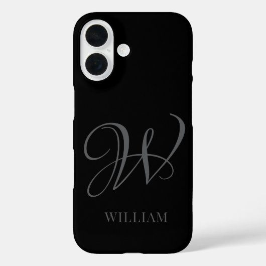 Initiaal Gepersonaliseerde Elegant Zwart Grijs Mon Case-Mate iPhone Case (Achterkant)