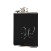 Initiaal Gepersonaliseerde Elegant Zwart Grijs Mon Heupfles (Links)