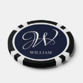 Initiaal Gepersonaliseerde Elegante Navy Blue Mono Poker Chips (Enkel)