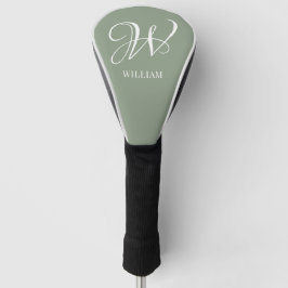 Initiaal Gepersonaliseerde Elegante Sage Groene Mo Golfheadcover