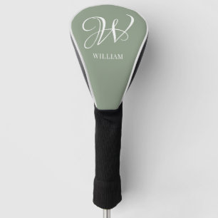 Initiaal Gepersonaliseerde Elegante Sage Groene Mo Golfheadcover