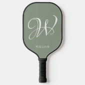 Initiaal Gepersonaliseerde Elegante Sage Groene Mo Pickleball Paddle (Voorkant)