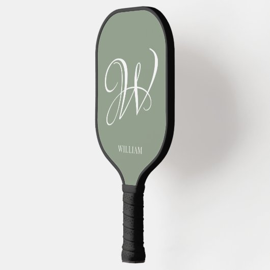 Initiaal Gepersonaliseerde Elegante Sage Groene Mo Pickleball Paddle (Links)