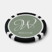 Initiaal Gepersonaliseerde Elegante Sage Groene Mo Poker Chips (Enkel)