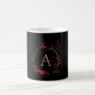 Initiaal Glitter Letter A Holly Eucalyptus Holiday Koffiemok