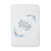 Initiaal "H" Blauw Monogram Kalm Bloemen Badmat (Voorkant Verticaal)