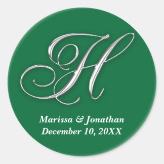Initiaal H Groen monogram douanenaam gunstiger zeg Ronde Sticker