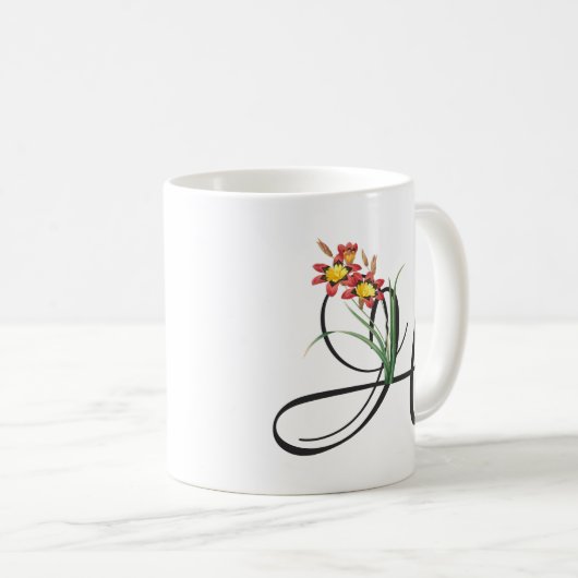 Initiaal H, Harlequin Flower Coffee Mok (Voorkant rechts)