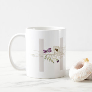 Initiaal H met Zachte kleur bloem Koffie Mok
