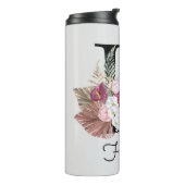 Initiaal H Monogram Roze Boho Floral Thermosbeker (Gedraaid links)