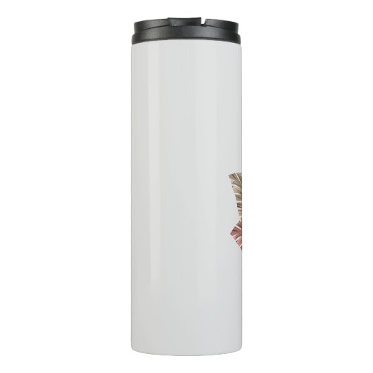 Initiaal H Monogram Roze Boho Floral Thermosbeker (Achterkant)