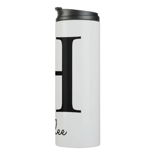 Initiaal H Monogram Roze Boho Floral Thermosbeker (Geroteerd rechts)