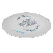 Initiaal "I" Blauw Monogram Kalm Bloemen Snijplank (Hoek)