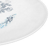 Initiaal "I" Blauw Monogram Kalm Bloemen Snijplank (Hoek)