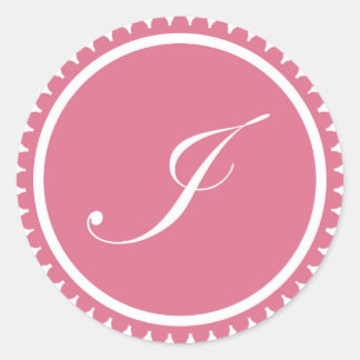 Initiaal I prinses roze monogram bezegeling Ronde Sticker