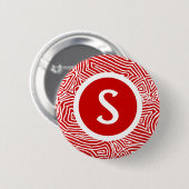 Initiaal in het rood ronde button 5,7 cm (Voorkant /achterkant)