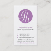 Initiaal in Paarse en witte cirkel modern visiteka Visitekaartje (Voorkant)