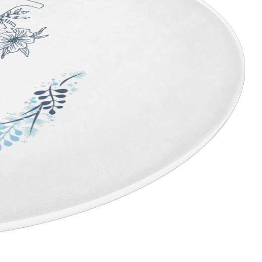 Initiaal "J" Blauw Monogram Kalm Bloemen Snijplank (Hoek)