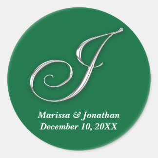 Initiaal J Groen monogram douanenaam gunstiger zeg Ronde Sticker