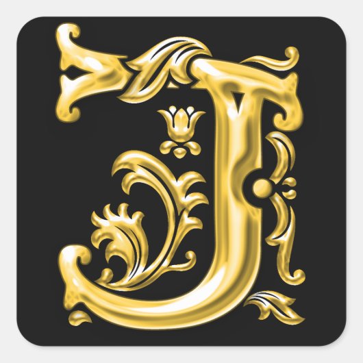 Initiaal J Hoofdletter Sticker in Goud (Voorkant)