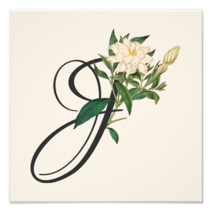 Initiaal J, Jasmine Foto Print Afdruk