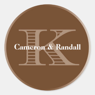 Initiaal K bruine monogram markeringspartij voor Ronde Sticker